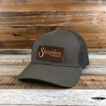 Sheridan Beer Lasered Leather Patch Trucker Hat - Chip/Grey